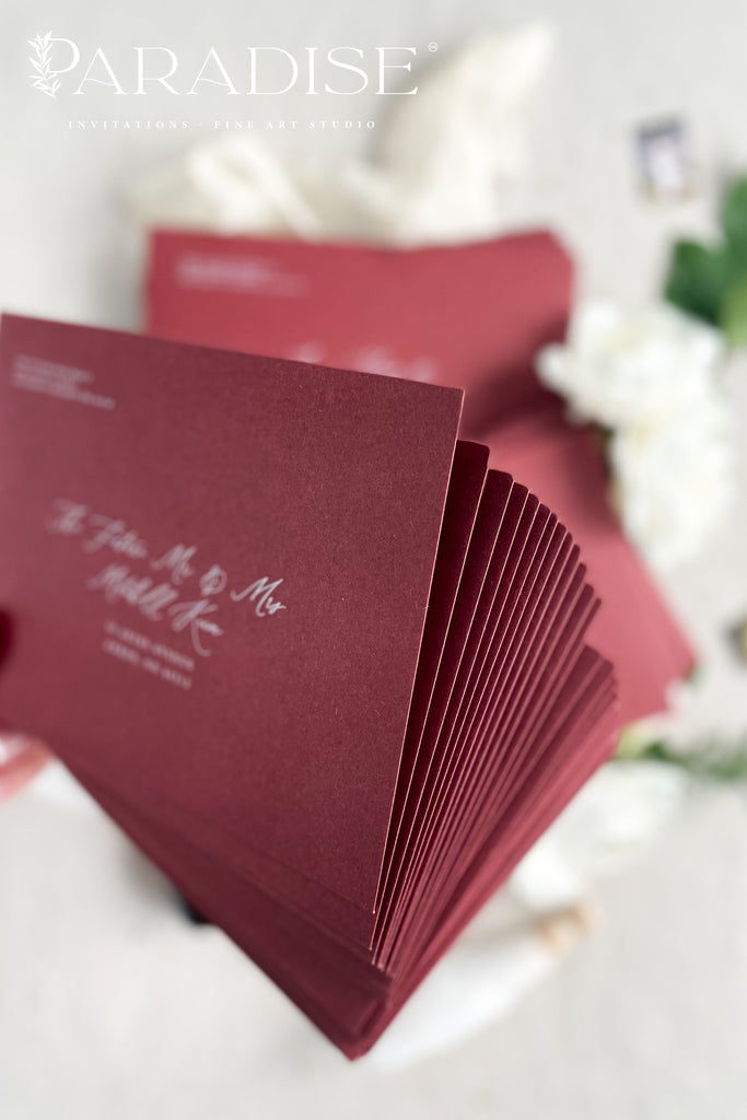 Burgundy Envelopes and White Ink Printing