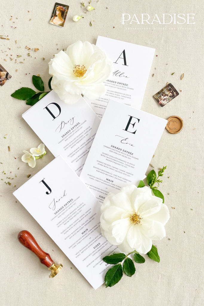 Charlee Modern Wedding Menus