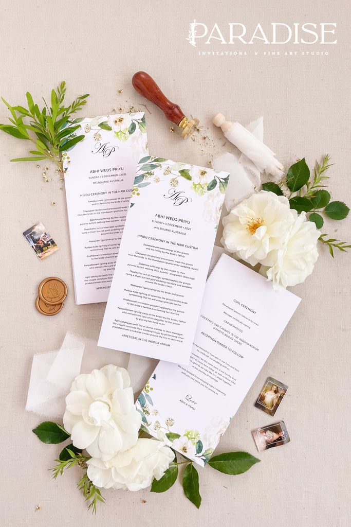 Teagan Greenery Wedding Menus