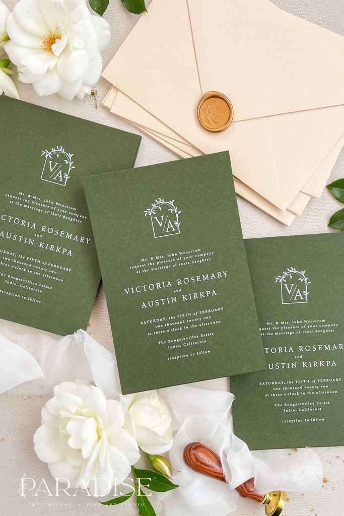 Lila Forest Green Wedding Invitations