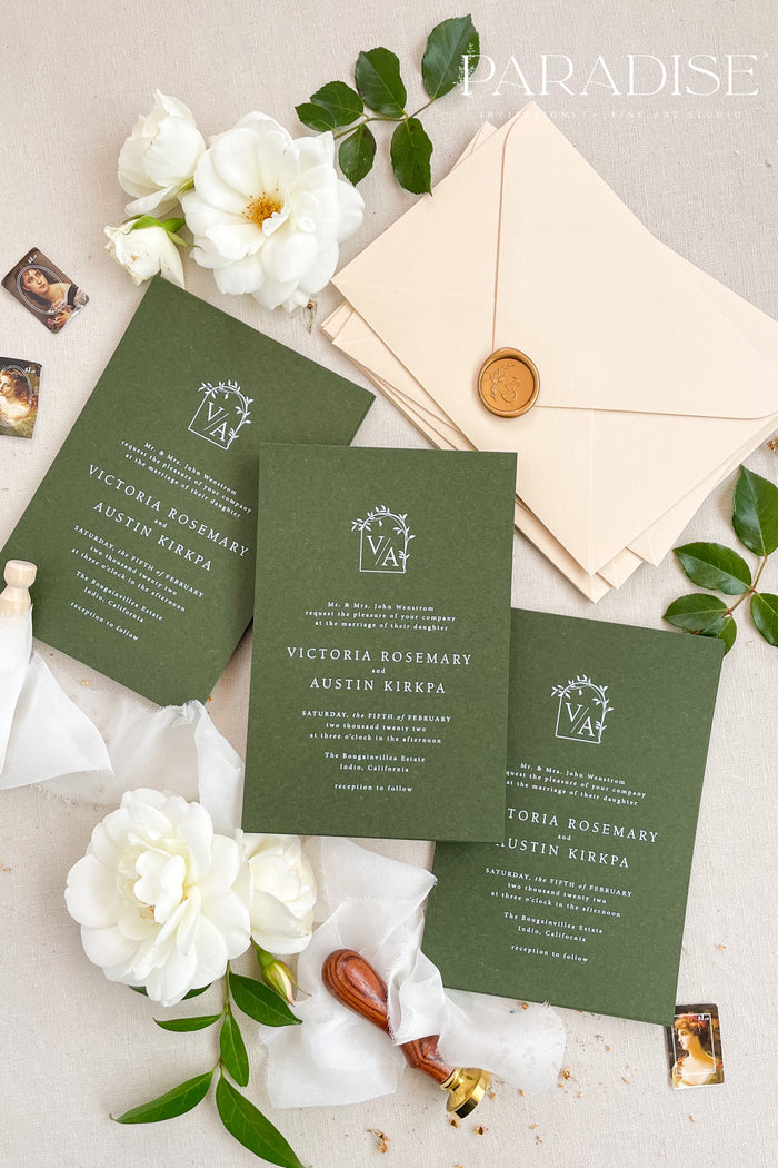 Lila Forest Green Wedding Invitations