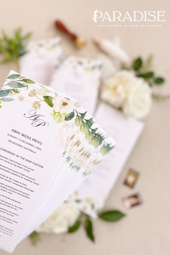 Teagan Greenery Wedding Menus