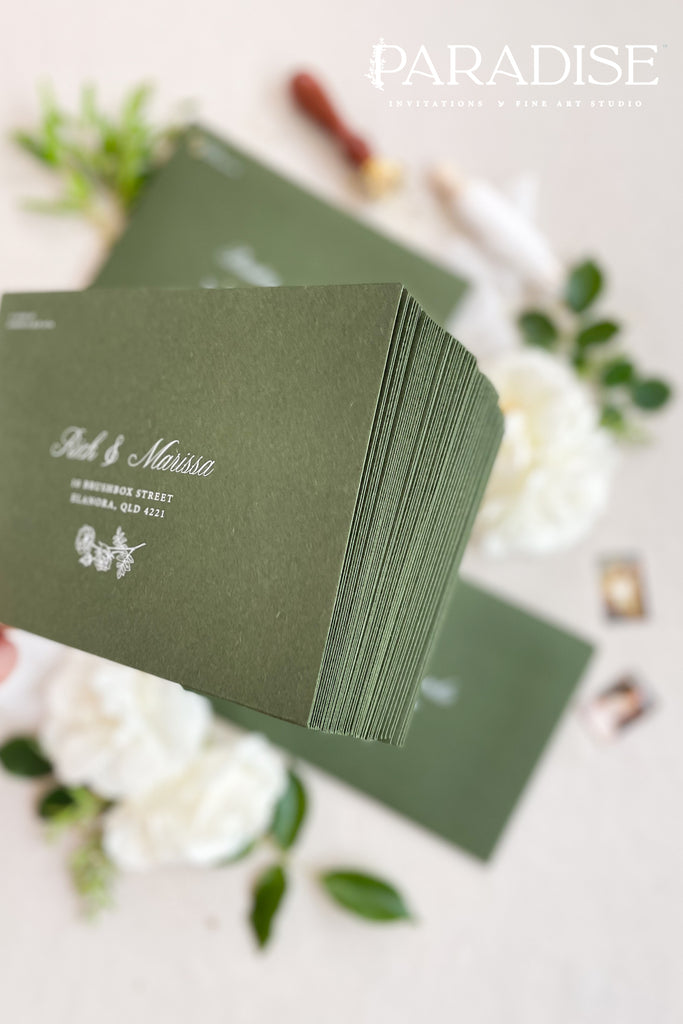 Forest Green Envelopes and White Ink Printing