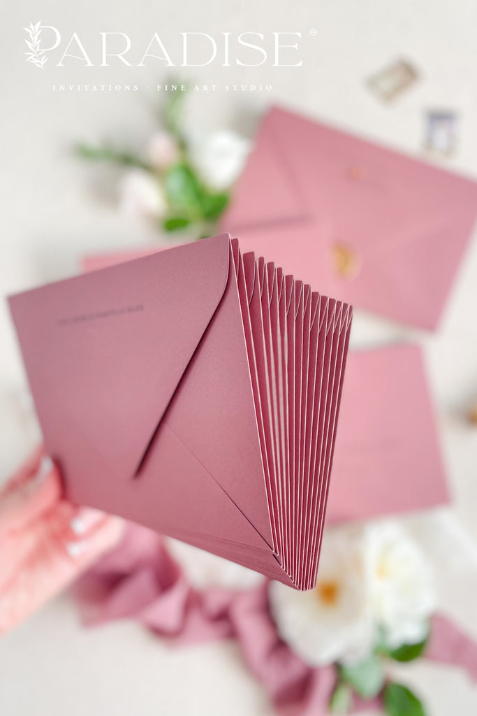 Deep Rose Envelopes and Black Ink Printing