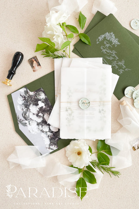 Announce your special day with the delicate, artistic beauty of a hand-painted touch. This wedding invitation set features a one-of-a-kind custom venue illustration, beautifully rendered in soft watercolor, making it a deeply personal keepsake. The custom artwork is elegantly framed by lush botanical details, creating a harmonious and enchanting design that is perfect for a garden wedding, an outdoor celebration, or any couple who loves a unique and whimsical aesthetic.