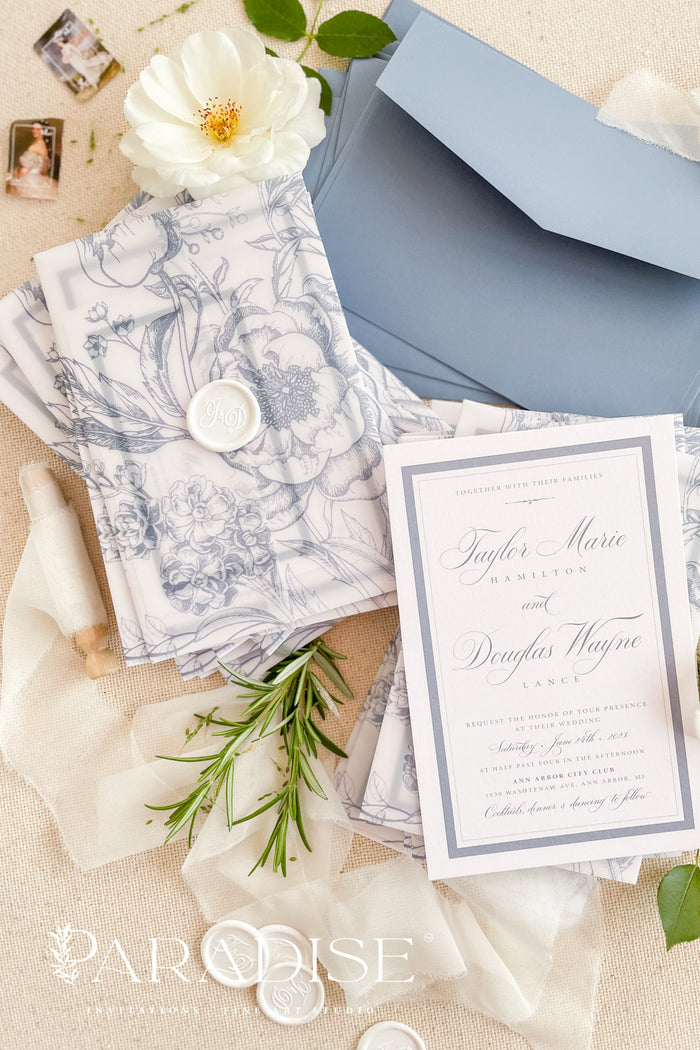 Emmaline Dusty Blue Wedding Invitations