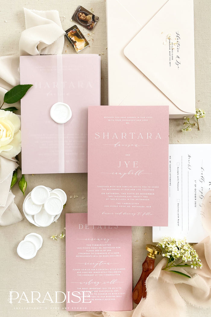 Reese Dusty PInk Wedding Invitation Sets