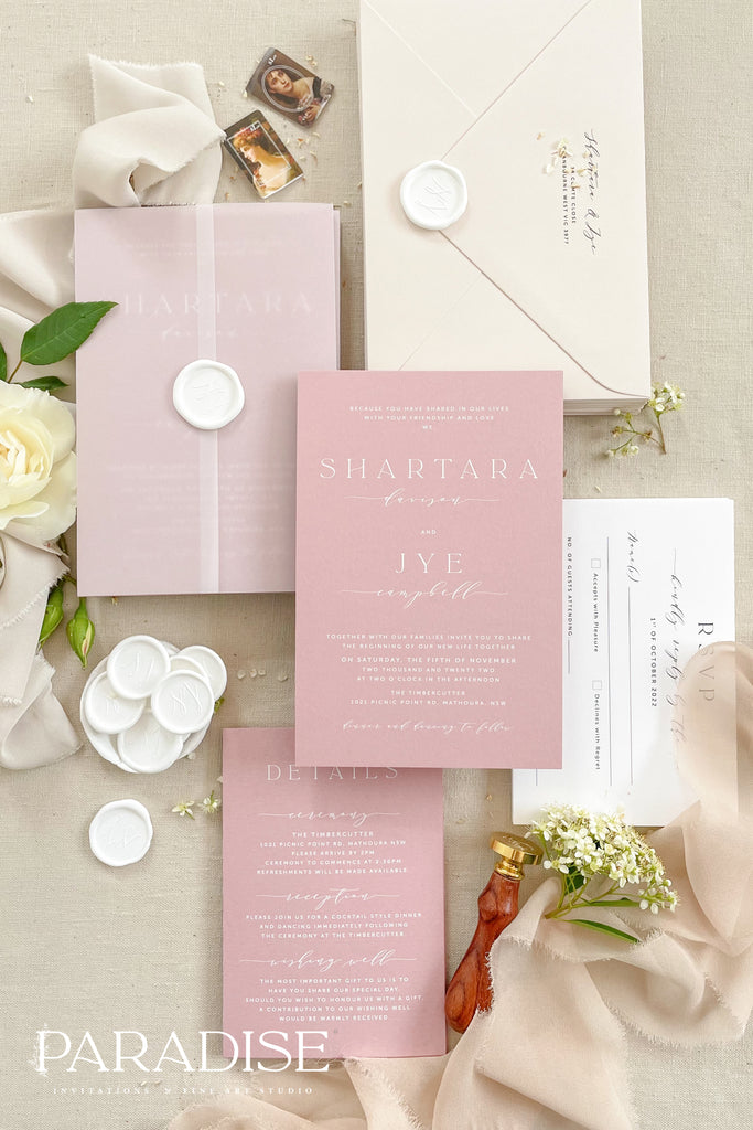 Reese Dusty PInk Wedding Invitation Sets