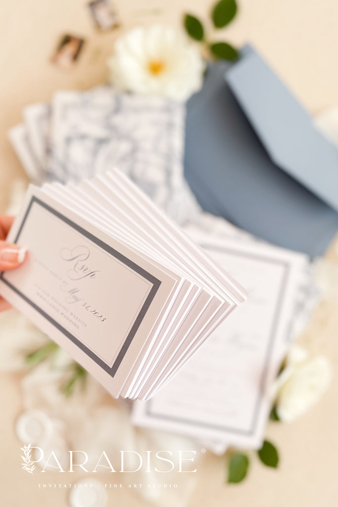 Emmaline Dusty Blue Wedding Invitations