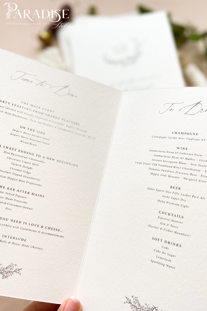 Annabeth Calligraphy Wedding Menus