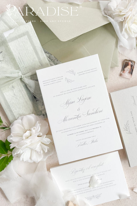 Bring natural elegance to your celebration with our vellum wedding invitations, designed with soft sage green accents, modern fine art typography, and translucent vellum wraps tied with ribbon. Each suite is crafted by hand to embody a refined yet organic aesthetic that perfectly suits botanical, garden, or destination weddings. Printed on premium cardstock with delicate botanical illustrations.