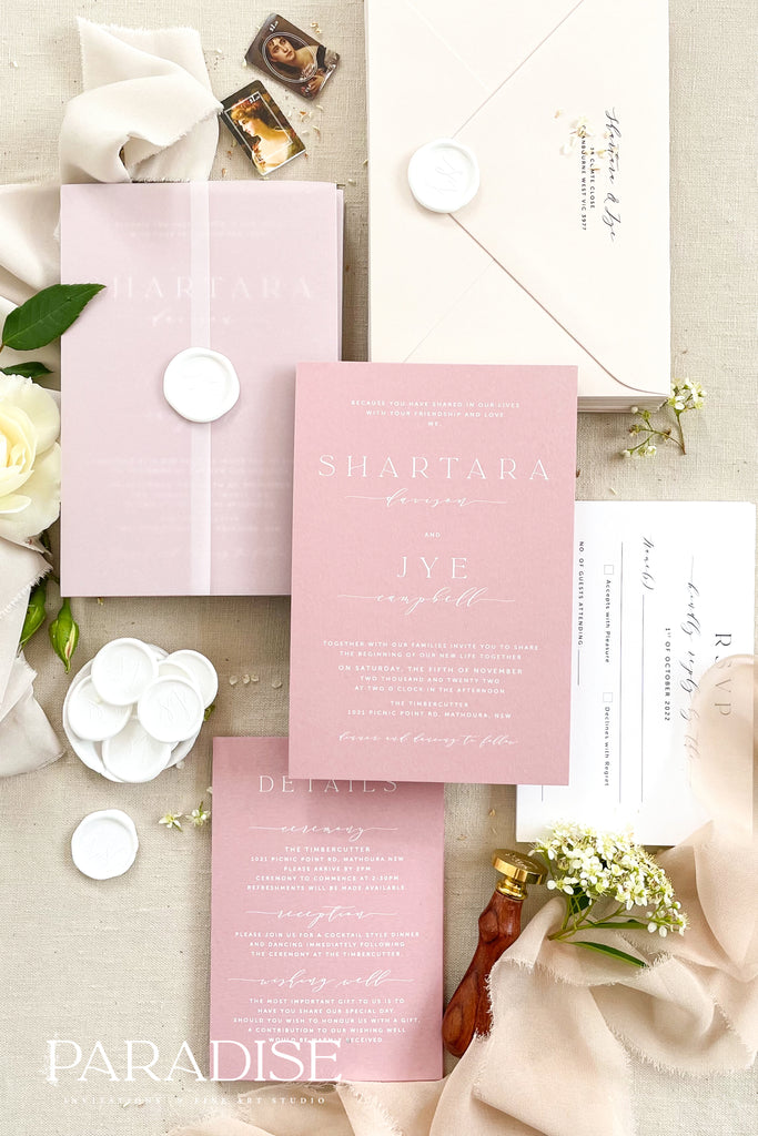 Reese Dusty PInk Wedding Invitation Sets