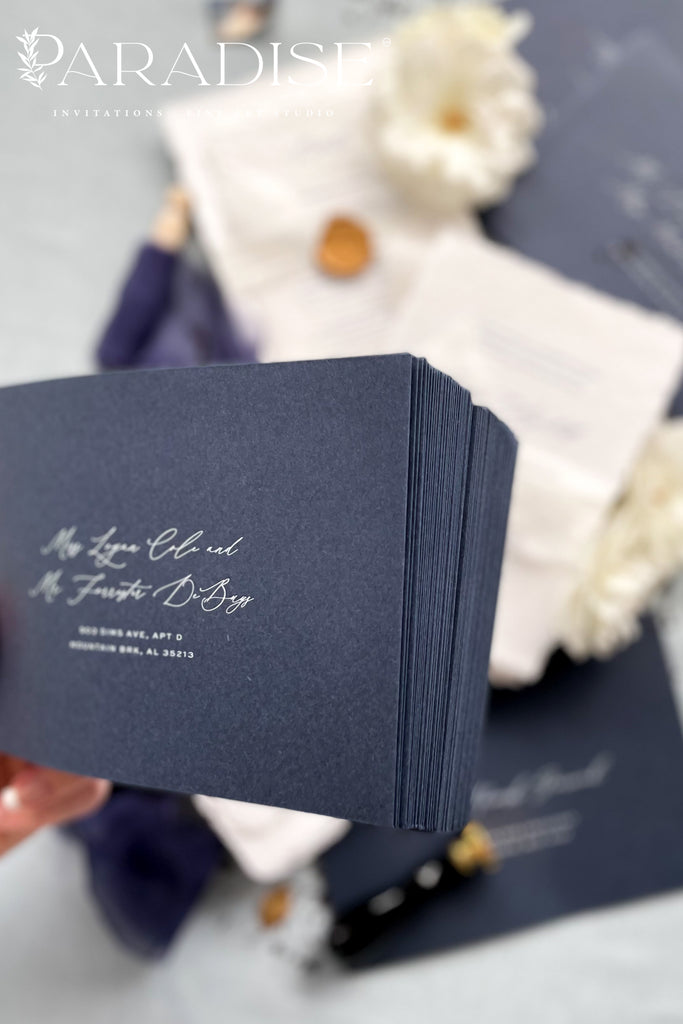 Navy Envelopes and White Ink Printing