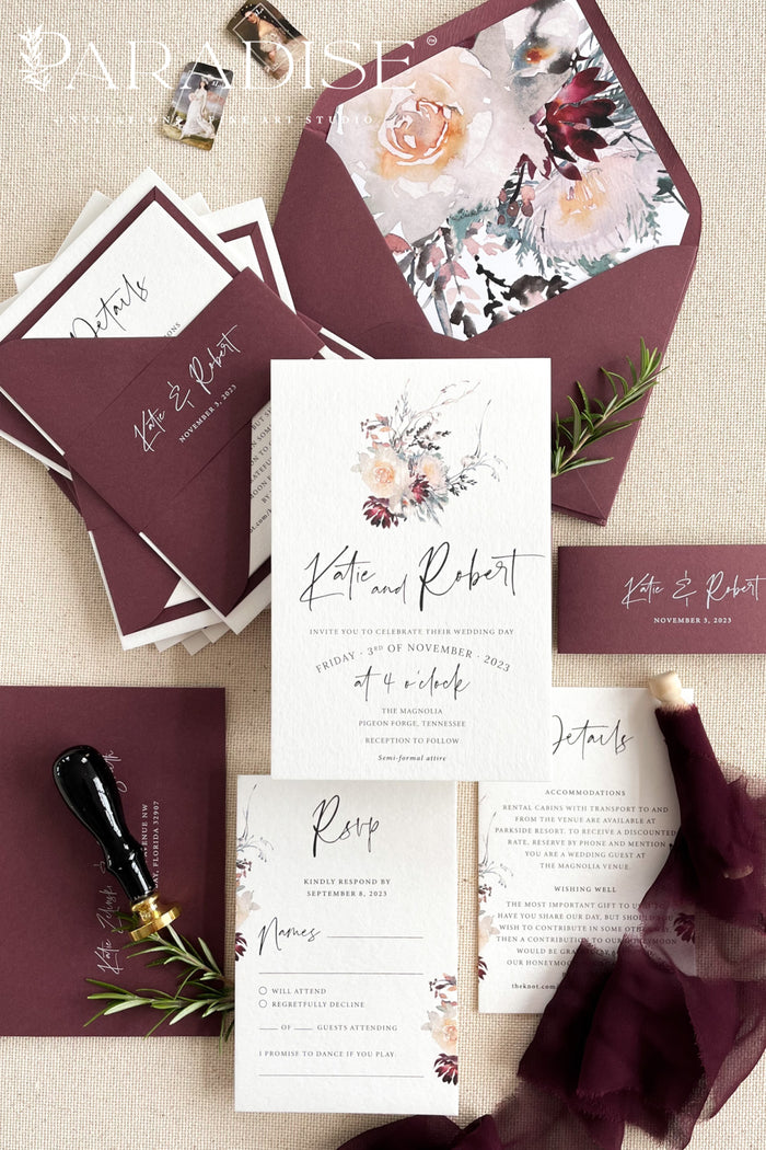 Gaetane Marsala Wedding Invitations