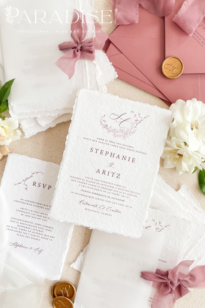 Bernardine Handmade Paper Wedding Invitation Sets