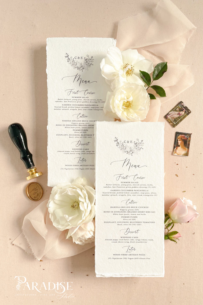 Cristina Handmade Paper Wedding Menus