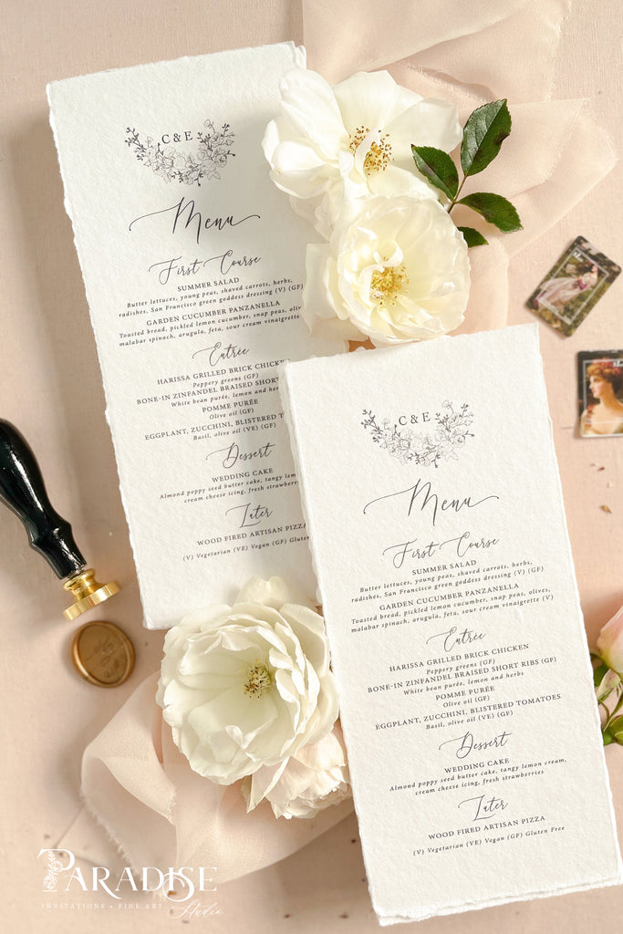 Cristina Handmade Paper Wedding Menus