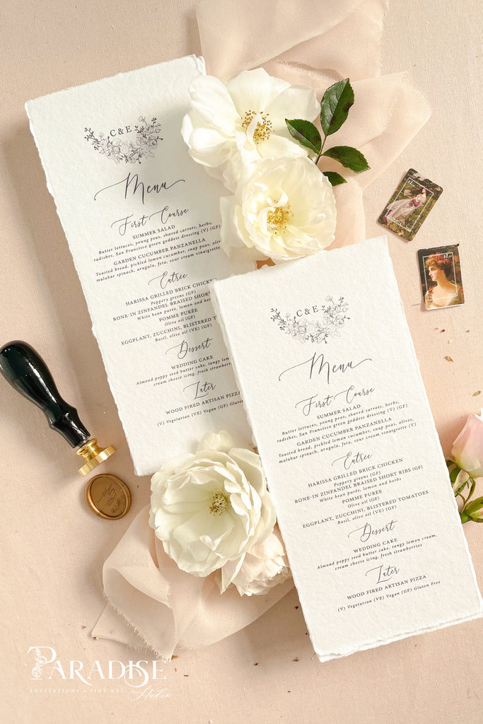 Cristina Handmade Paper Wedding Menus