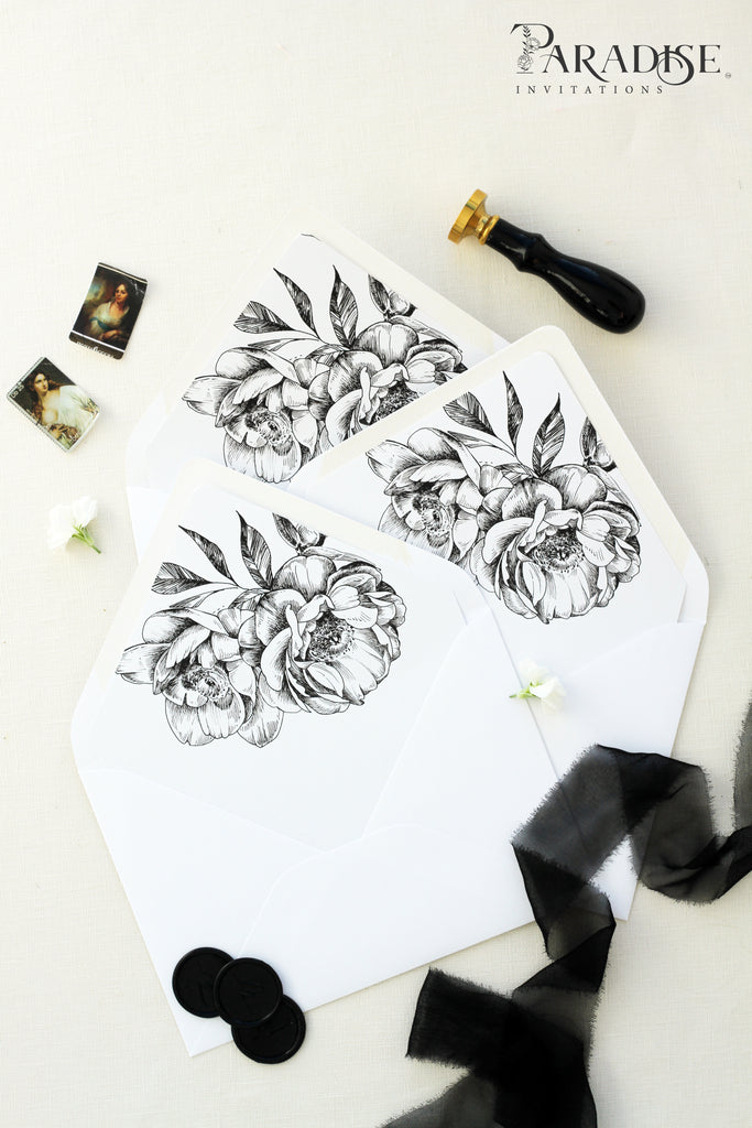 Hand Drawn Floral Envelope Liners and Envelopes