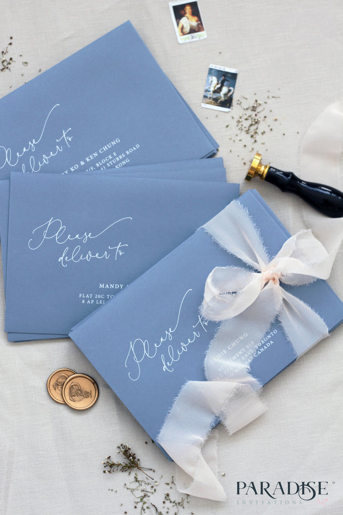 Sky Blue Envelopes White Ink Printing