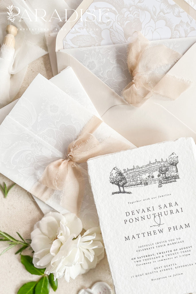 Calanthe Handmade Paper Wedding Invitation Sets