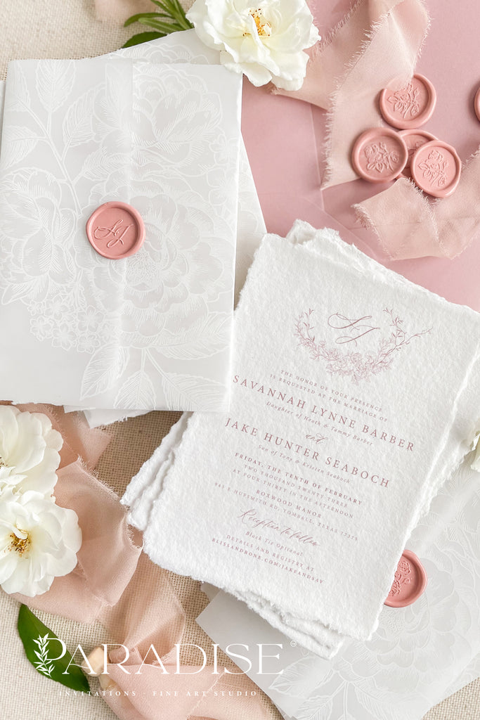 Eugenie Handmade Paper Wedding Invitation Sets