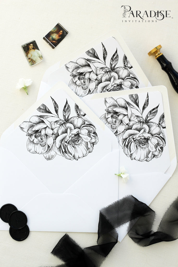 Hand Drawn Floral Envelope Liners and Envelopes