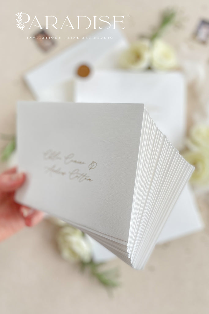 Coco Linen Envelopes and Golden Ink Printing