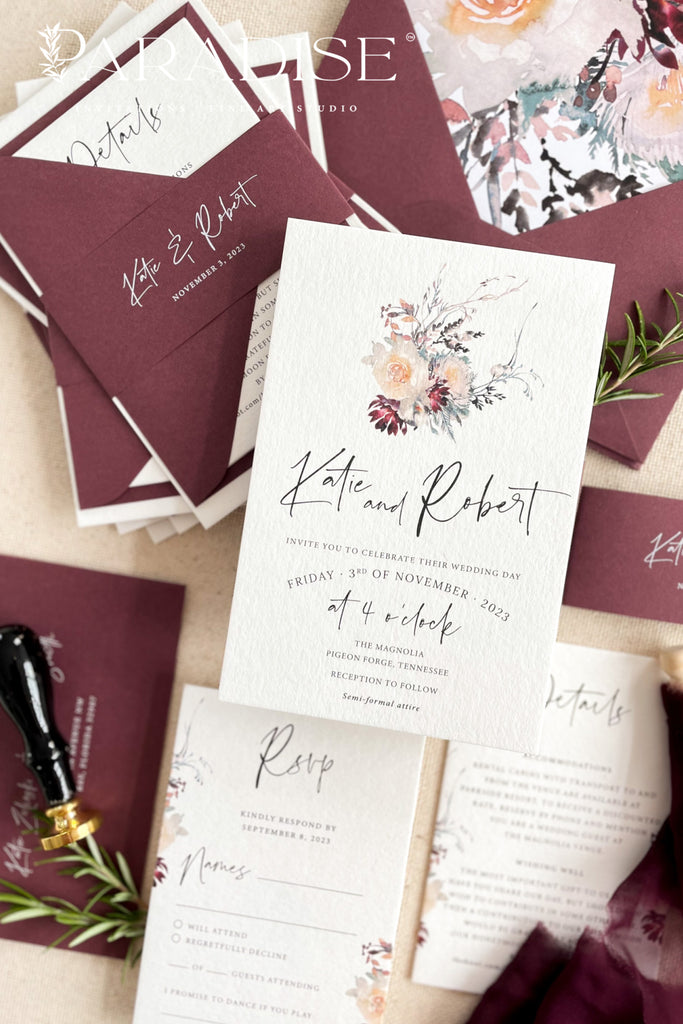 Gaetane Marsala Wedding Invitations