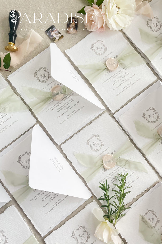 Suzanne Handmade Paper Wedding Invitation Sets