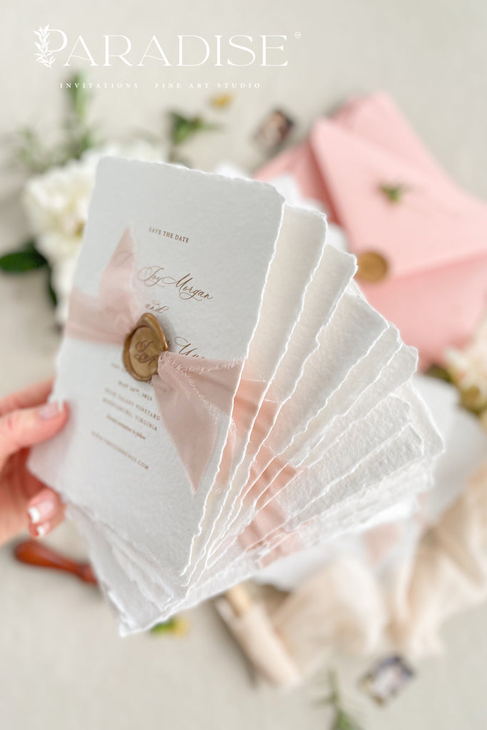 Albertine Handmade Paper Save the Date Cards