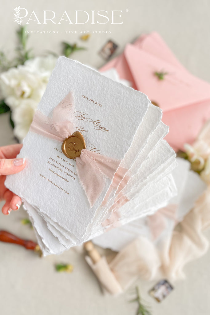 Albertine Handmade Paper Save the Date Cards