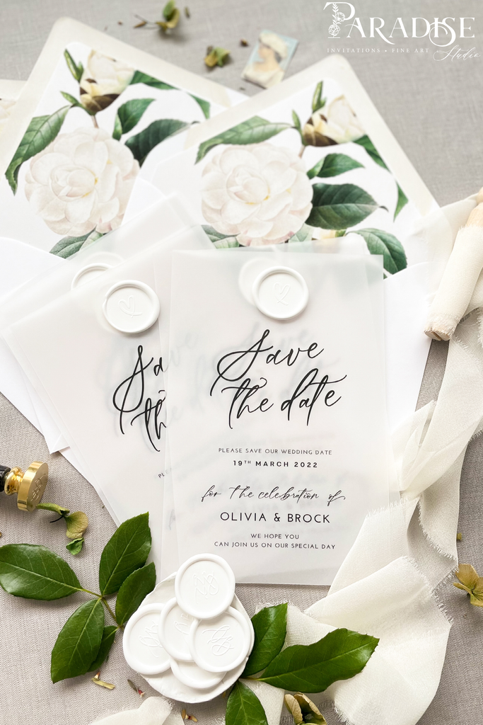 Opal Vellum Save the Date Cards