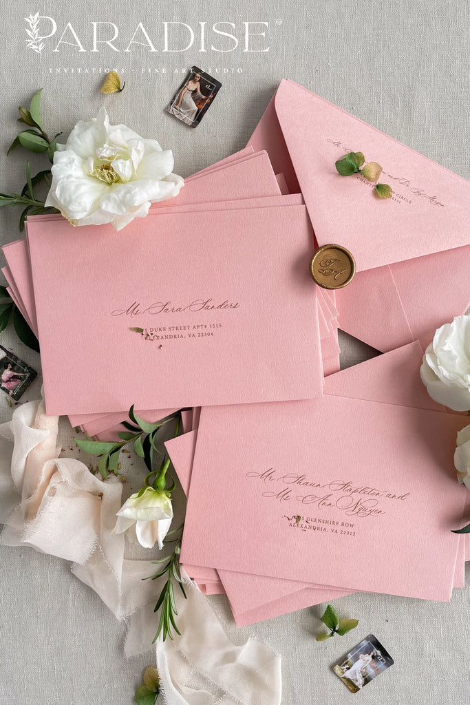 Dusty Pink Envelopes and Address Printing