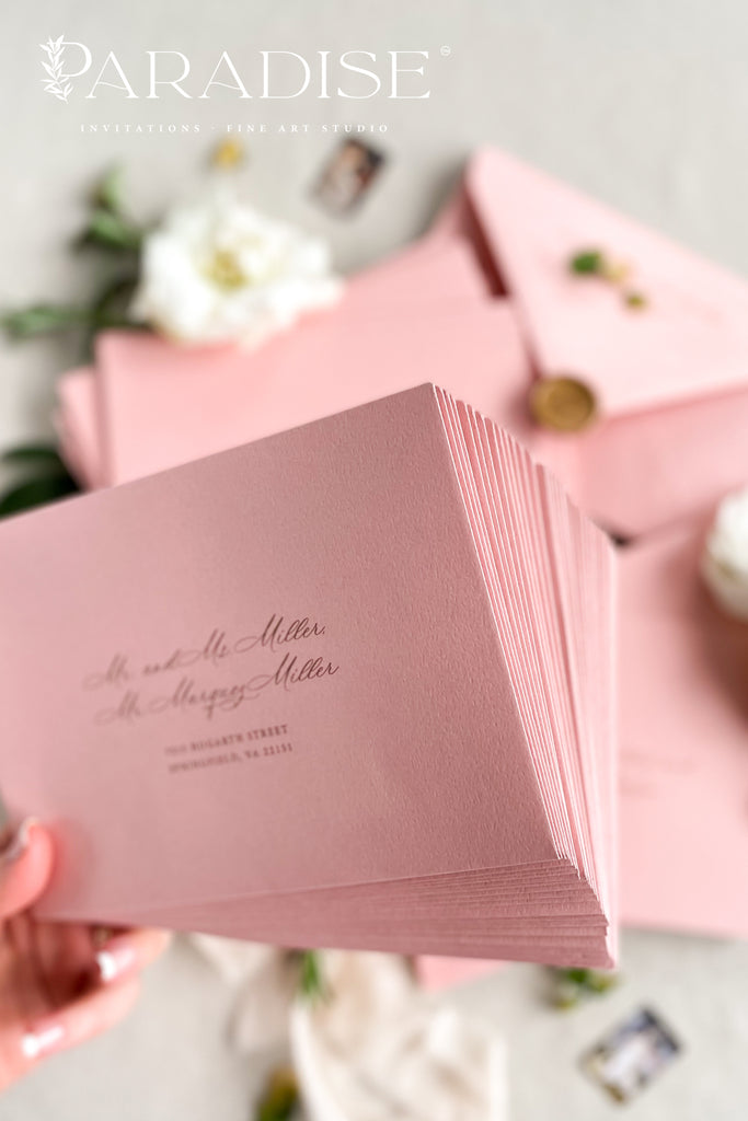 Dusty Pink Envelopes and Address Printing