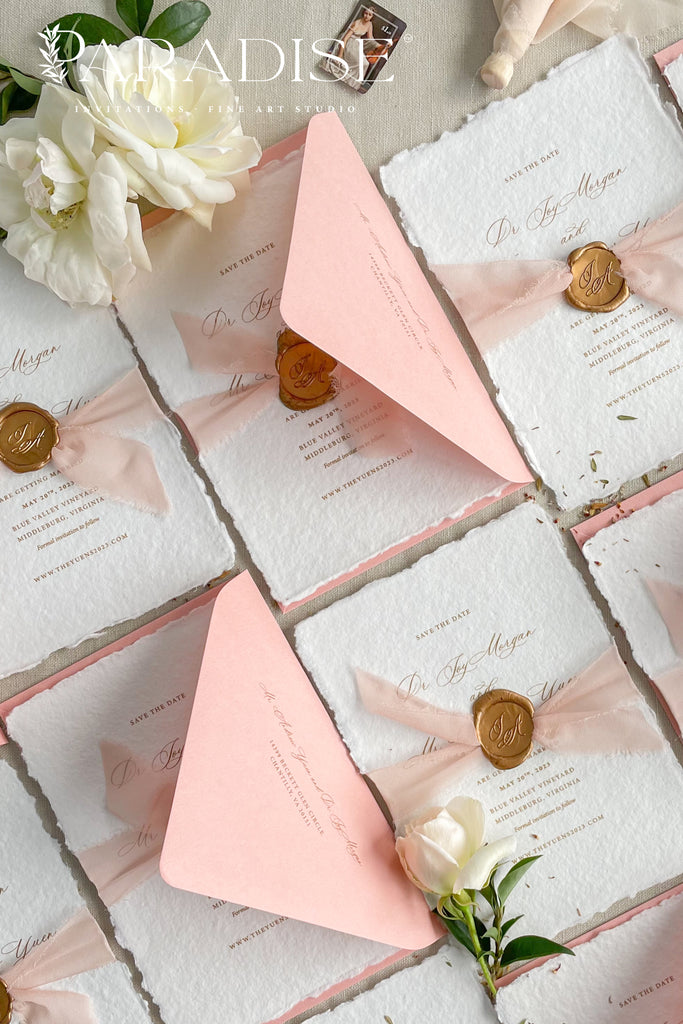 Albertine Handmade Paper Save the Date Cards