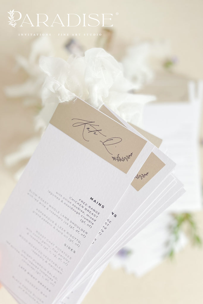 Diandra Calligraphy Wedding Menus