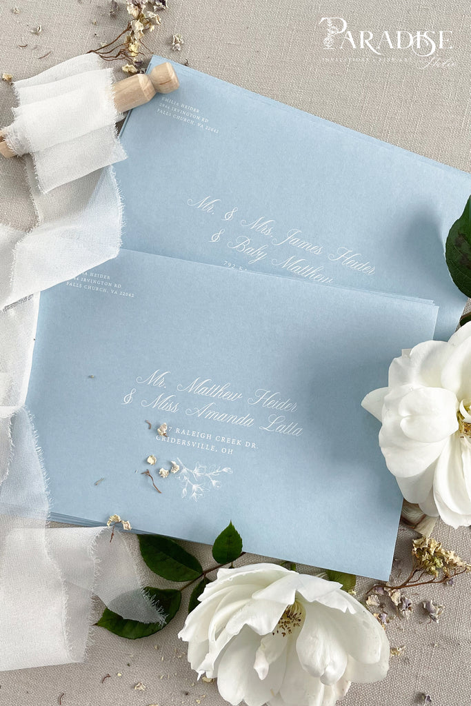 DuckEgg Blue Envelopes and White Ink Printing