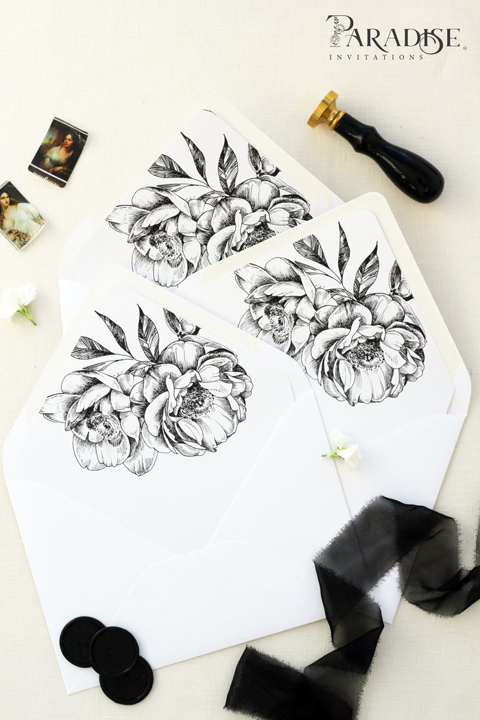 Hand Drawn Floral Envelope Liners and Envelopes