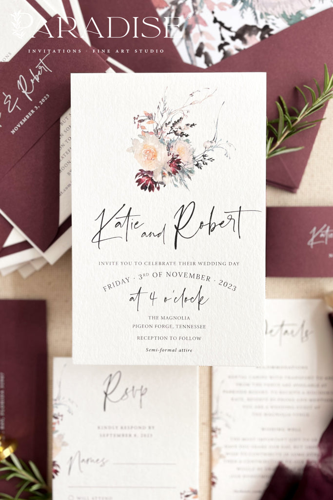 Gaetane Marsala Wedding Invitations