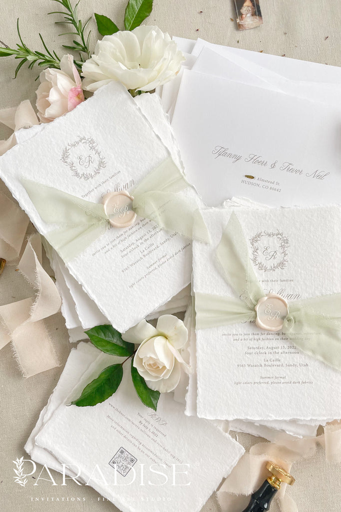 Suzanne Handmade Paper Wedding Invitation Sets