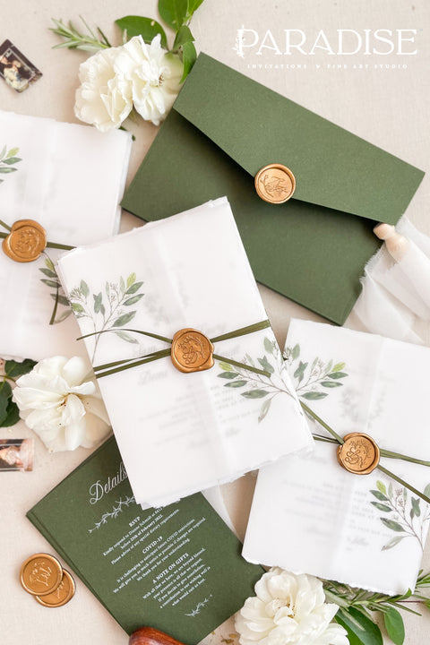 This exquisite wedding invites suite offers a blend of fine artistry and bohemian charm. Perfect for a garden wedding, each invitation is a work of art, featuring a beautifully illustrated floral monogram created just for you. Printed on luxurious fine art handmade deckle edge paper, this boho chic invite offers a rich, tactile feel and a timeless finish that will enchant your guests.