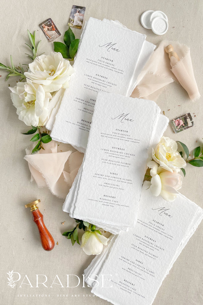 Fey Handmade Paper Wedding Menus