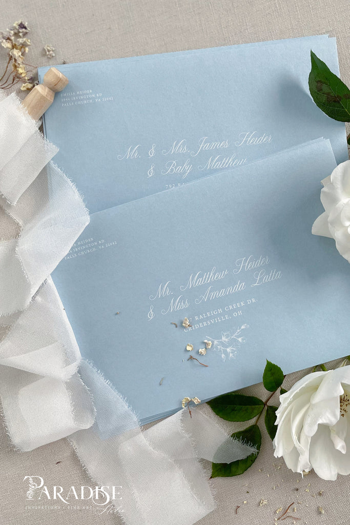 DuckEgg Blue Envelopes and White Ink Printing