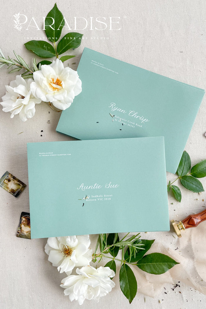 Sage Envelopes and White Ink Printing