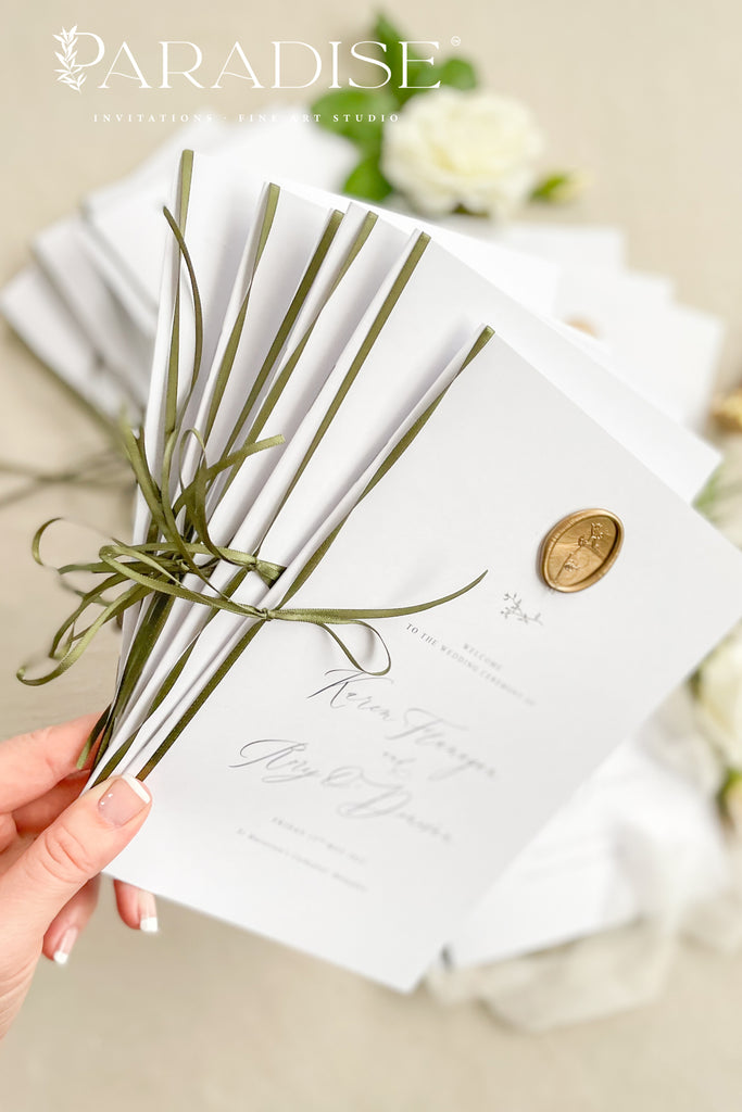 Pauline Silk Ribbon Wedding Programs