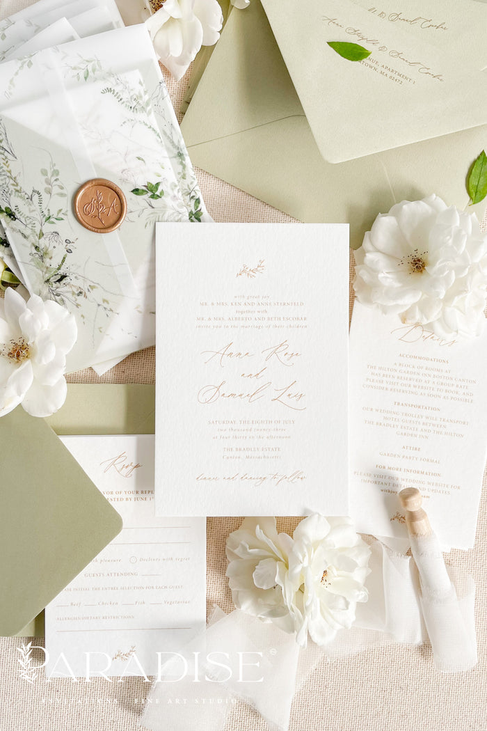 Aceline Watercolor Greenery Wedding Invitations