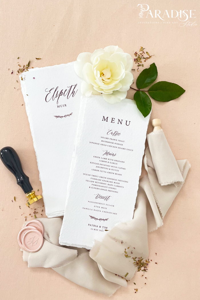 Blythe Handmade Paper Wedding Menus