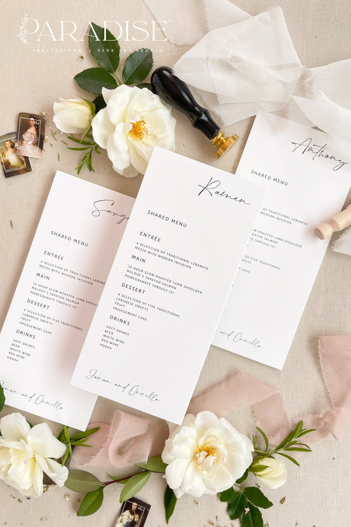 Charly Calligraphy Wedding Menus