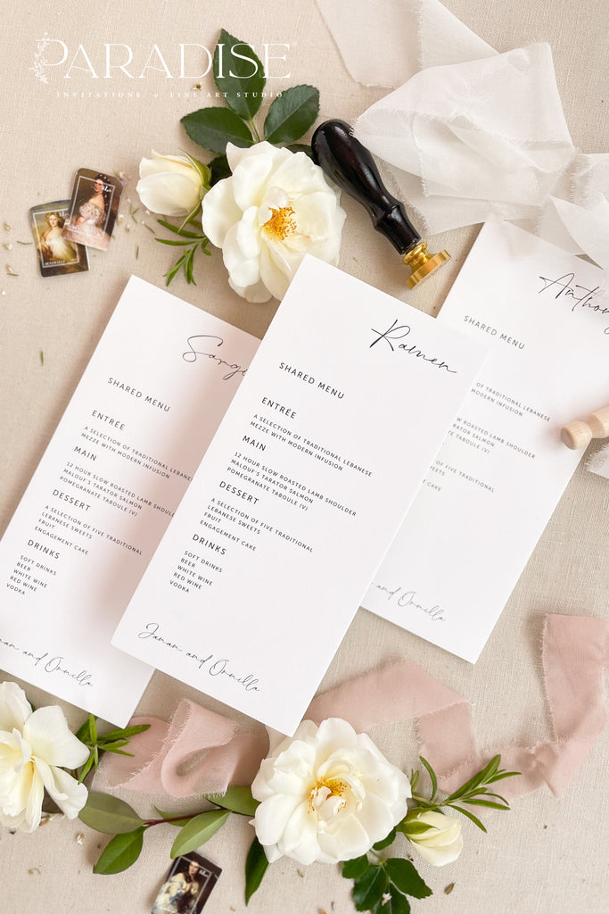 Charly Calligraphy Wedding Menus